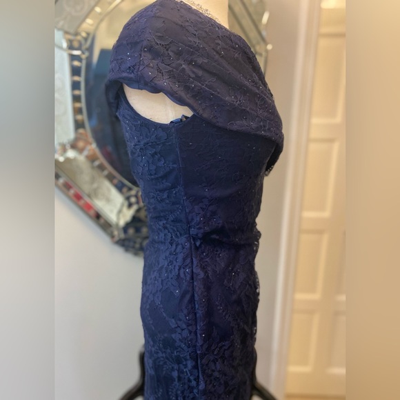 NWT La Femme Wedding Lace Rhinestone Classic Fitted Special Occasion Dress - Picture 13 of 16